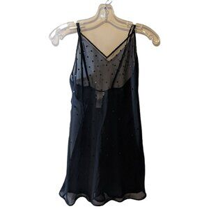 Vintage La Senza Y2K Sequin Slip Dress Mesh Mini 00s Party Girl Coquette Black S